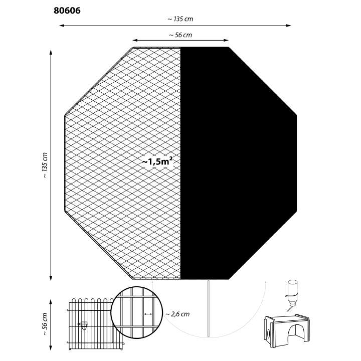 dobar Freilaufgehege mit Holzhäuschen